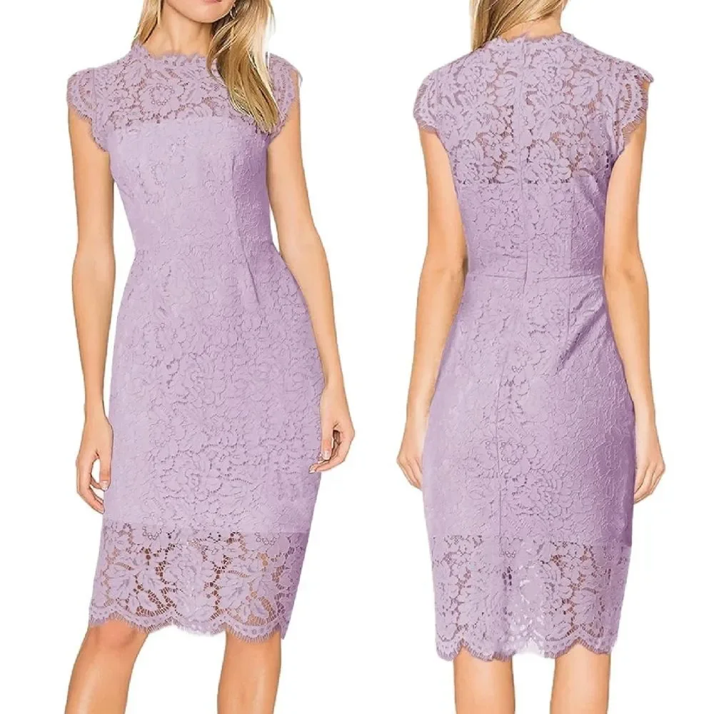 NEW Violet Floral Lace Cap Sleeve Cocktail Dress Size Small - Picture 1 of 9
